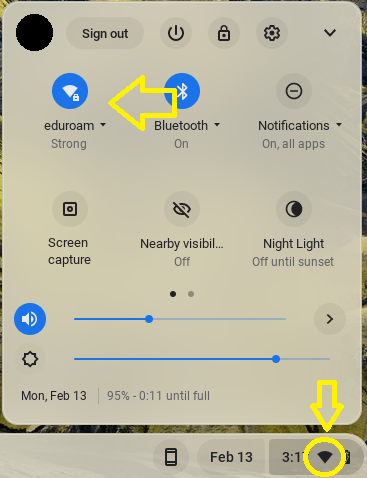 Chrome OS taskbar menu
